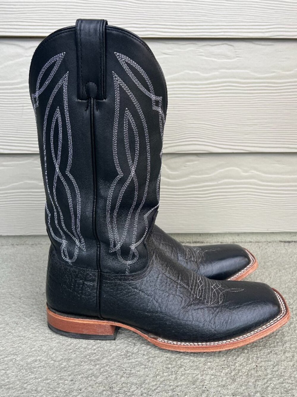 MENS | Tony Lama Square Toe Western Boot Flat Cow Foot Leather Cowboy Boots 12 D